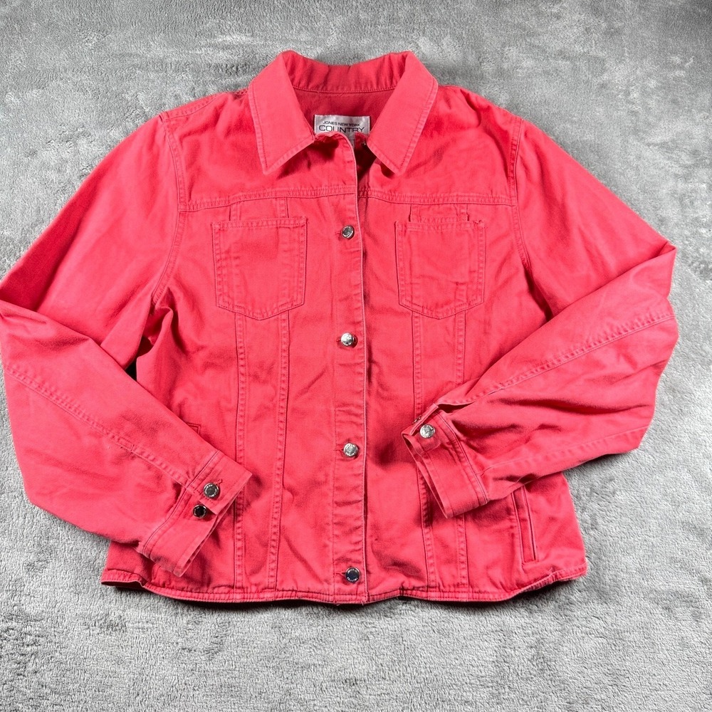 Jones New York Country Women's L Red Cotton Utility Jacket Drawstring Waist